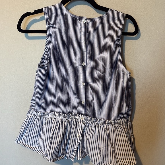 J. Crew Sleeveless Striped Tank Top Blue White Womens Small Buttons Babydoll - Picture 8 of 11